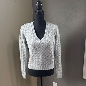 Brandy Melville Light Gray V-Neck Sweater